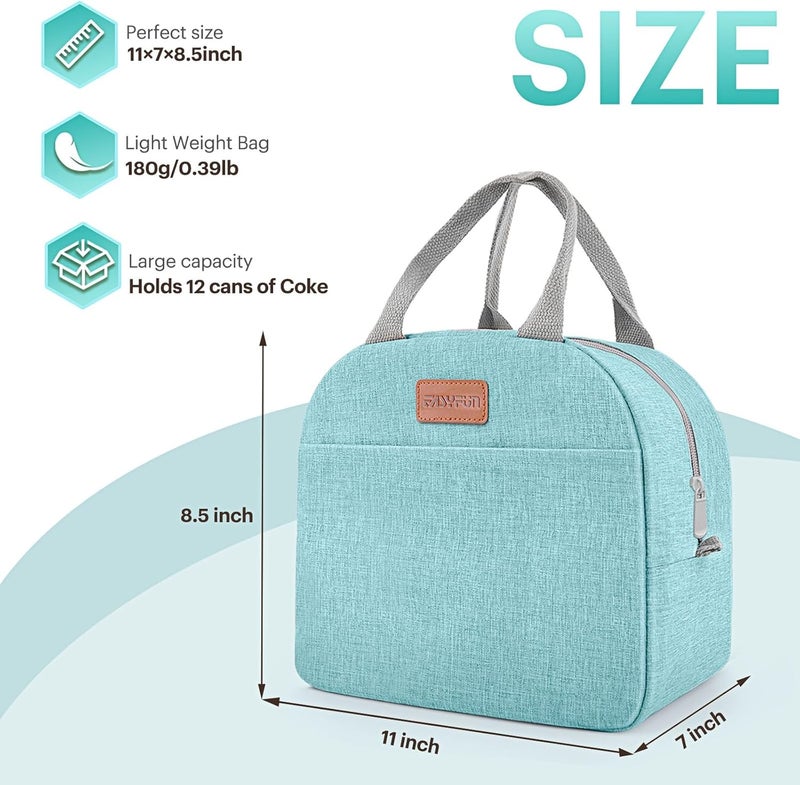 Easyfun Lunch Bag for Women & Men Adult Insulated Lunch Box, Small Leakproof Cooler Food Lunch Containers Reusable High Capacity Lunch Tote Bags for Work, Travel, Outdoor (Aqua Green) - Image 2